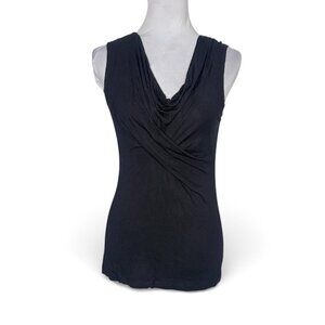 CAbi Black Draped Sleeveless Top Soft Stretchy Wrap Blouse Size S